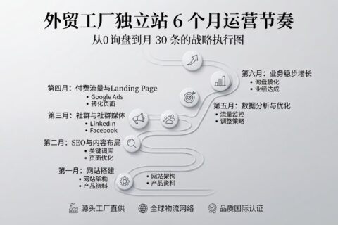制造业外贸独立站：从 0 询盘到月 30 条的 6 个月节奏